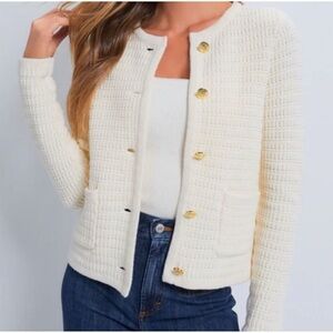 Hyacinth House Cream Woven Maybourne Cardigan